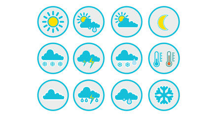 Weather icon set. Set of flat isolated illustrations