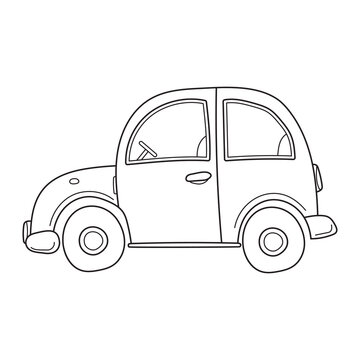 A simple toy car in sketch doodle style. urban transport.