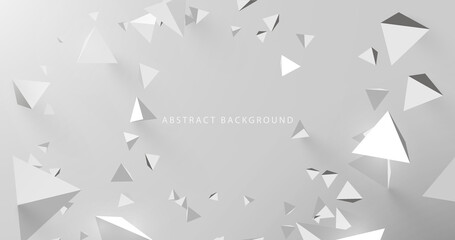 Abstract white and grey 3d polygon chaotic with Futuristic technology digital hi tech concept background. Vector illustration