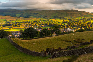 Fototapeta na wymiar View of the small village Sedbergh. Cumbria, UK.