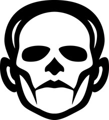 Zombie head icon in black over white