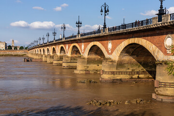 View of the Pont de Pierre bridge in Bordeaux