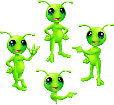 Cartoon Green Alien Set