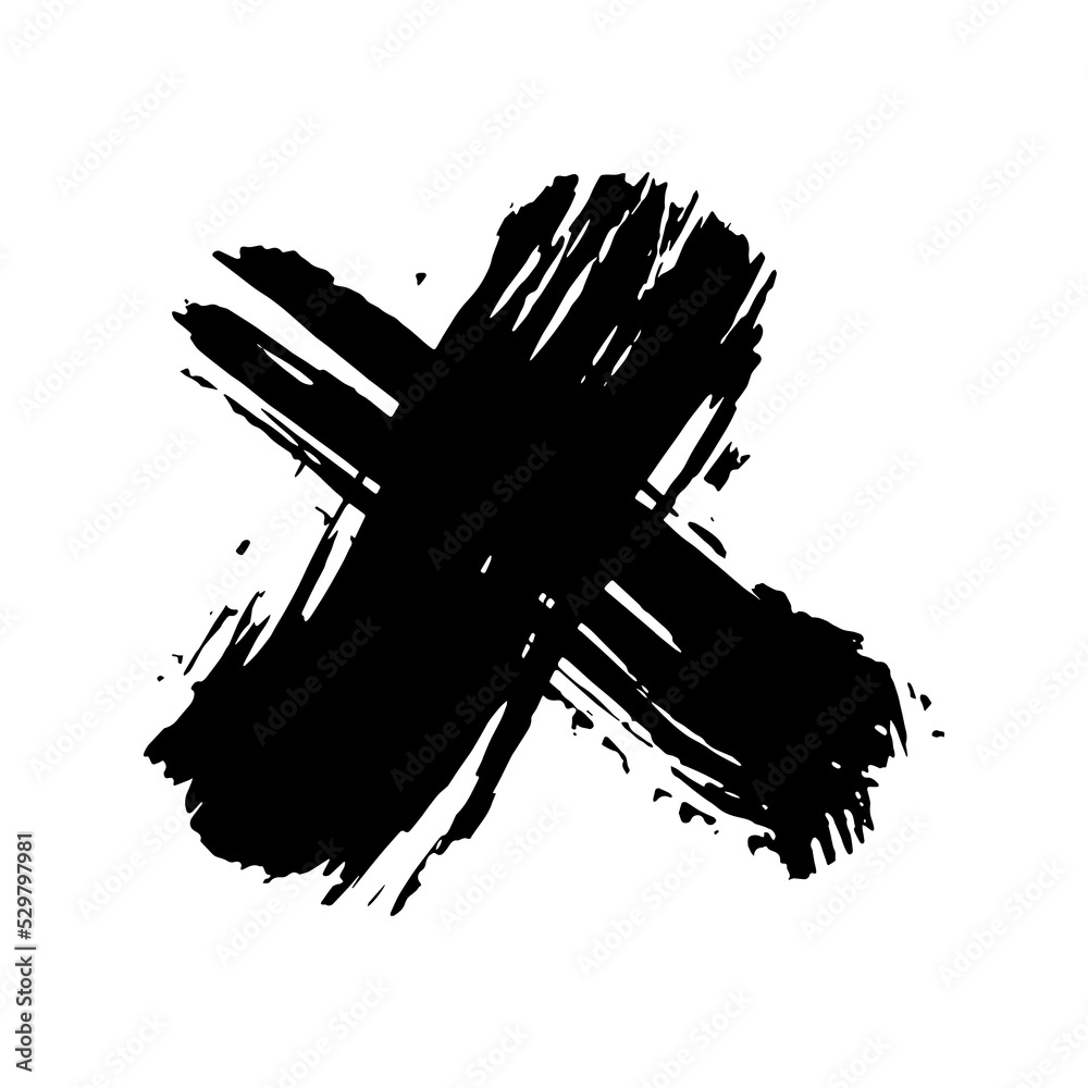 Wall mural cross shape in black ink strokes for design element. graphic design elements for lower third, text e