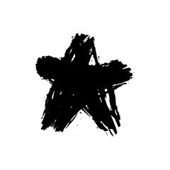 star shape in black ink strokes for design element. Graphic design elements for lower third, text effect, photo overlay, etc. Chinese style abstract brush strokes