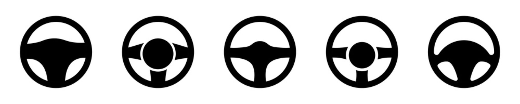 Set of steering wheel vector icons. Car wheel icon. Car control. Vector 10 EPS.