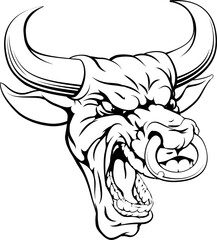 Bull sports mascot head