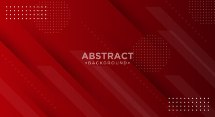 Dynamic red geometric with colorful gradient shapes background.