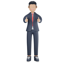 Businessman giving thumbs up 3d character illustration