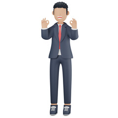 Businessman showing okay sign 3d character illustration