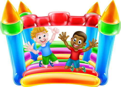 Kids Jumping on Bouncy Castle
