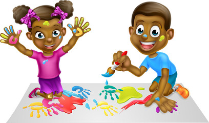 Naklejka premium Cartoon Kids Painting