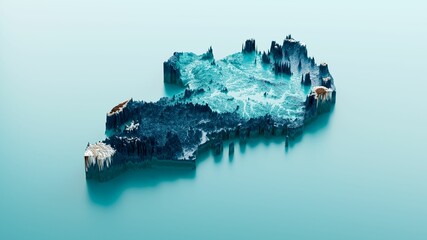 3D illustration of the Uganda Map stock photos