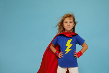 Funny little power super hero child