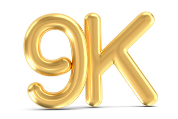 Obraz premium 3d golden 9K isolated on transparent background. 3d illustration.