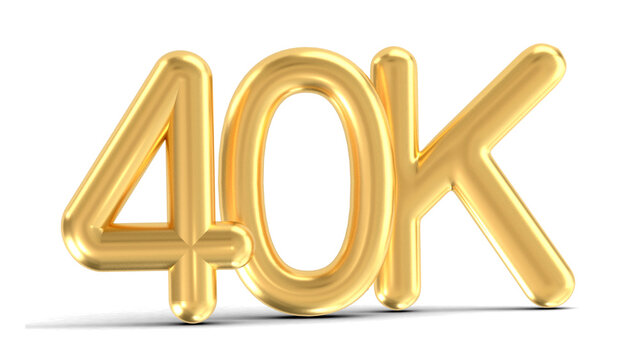 3d golden 40K isolated on transparent background. 3d illustration.