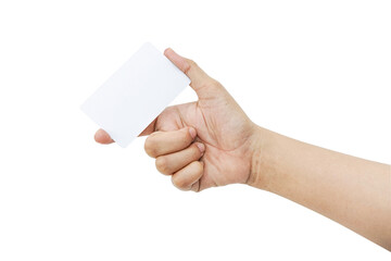 hand holding card isolated background