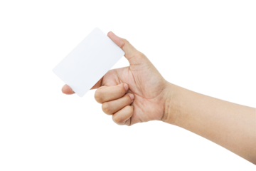 hand holding card isolated background