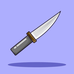 Vector cartoon knife on a purple background