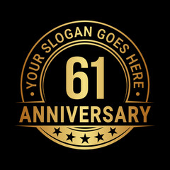 61 years anniversary logo design template. Vector illustration