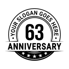 63 years anniversary logo design template. Vector illustration