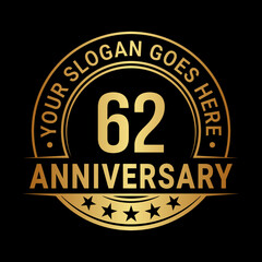 Fototapeta premium 62 years anniversary logo design template. Vector illustration