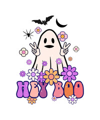 hey boo lettering with boo flower 
