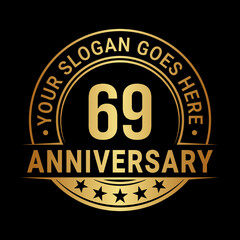 Fototapeta premium 69 years anniversary logo design template. Vector illustration