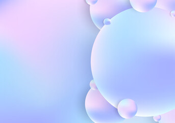 Abstract 3D modern circles sphere balls holographic color pastel background