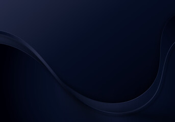 Abstract luxury template background blue wave curved lines shapes overlapping layers with lighting