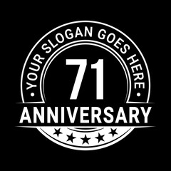 Fototapeta premium 71 years anniversary logo design template. Vector illustration