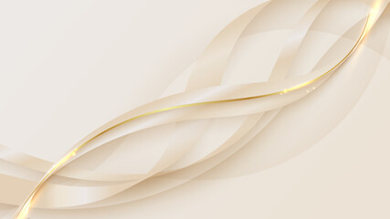 Abstract luxury style golden wave lines on white background