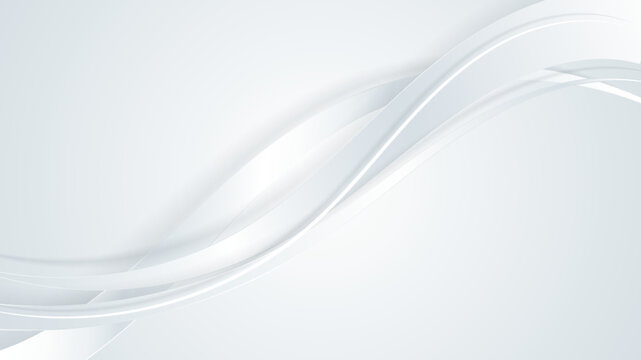 Abstract luxury 3D white and gray ribbon wave curved lines on clean background © rarinlada