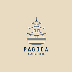 pagoda line art logo, icon and symbol, vector illustration design