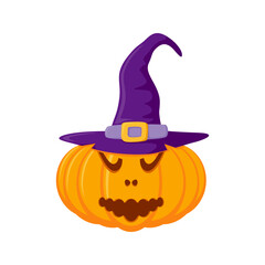 Halloween Pumpkin with hat isolated on white background