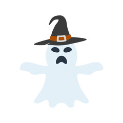 Halloween Ghost with hat isolated on white background