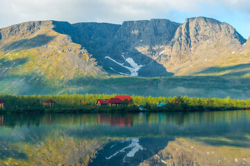 Fototapeta premium Panoramic view of the lake in the mountains