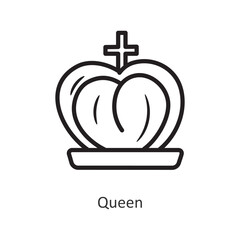 Queen vector outline Icon Design illustration. Gaming Symbol on White background EPS 10 File