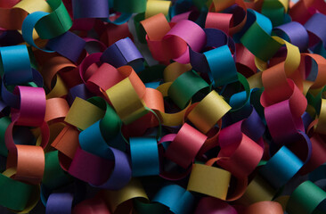colorful background of strips of paper connected in a chain. festive garlan