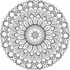 Sunflower doodle elegant mandala isolated