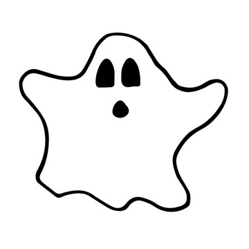 Spooky ghost doodle style vector graphic isolated on white background.