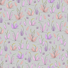Vintage illustration with grass pattern for wallpaper design. Vector design illustration.