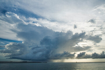 Dramatic sky with stormy clouds above the sea