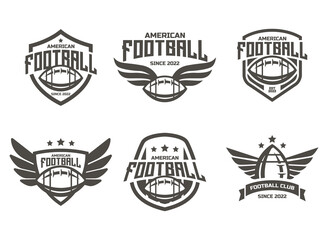 Set of sports logos, games in American football. Football logos collection. American football league labels, emblems and design elements