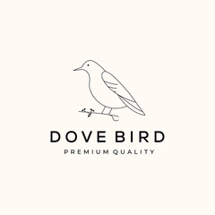 Obraz premium dove bird line art logo vector minimalist illustration design, animal logo design