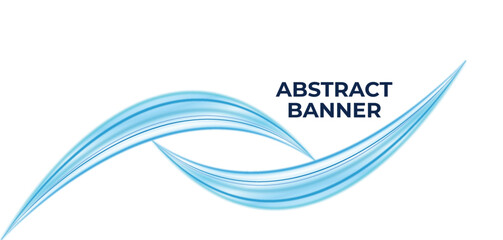 Blue Wave Vector Banner with Abstract Shapes Template Design