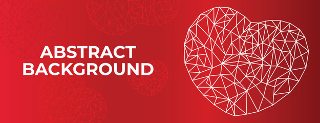 Red Heart Abstract Background, Love Heart Vector Banner Template Design.