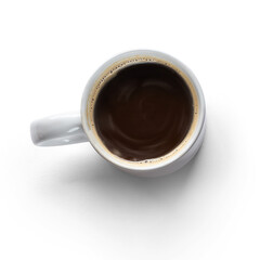 Cup of coffee from above with a semitransparent shadow