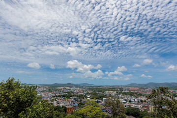 Phuket, Thailand. Aerial shot taken from the top of the mountain. In the middle of Phuket Town with a clear day