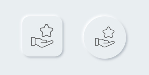 Rating line icon in neomorphic design style. Rate us signs vector illustration.